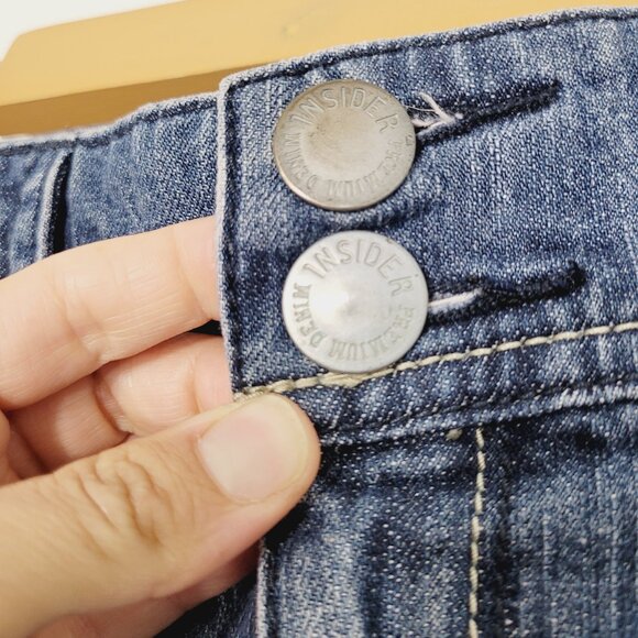 Insider Womens Blue Cotton Pockets Premium Denim Summer Knee Length Skirt Size 5 - Picture 7 of 14